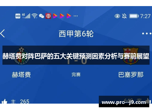 赫塔费对阵巴萨的五大关键预测因素分析与赛前展望