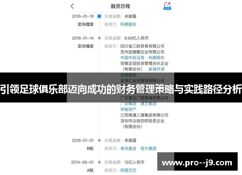引领足球俱乐部迈向成功的财务管理策略与实践路径分析